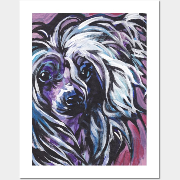 Chinese Crested Dog Bright colorful pop dog art Wall Art by bentnotbroken11